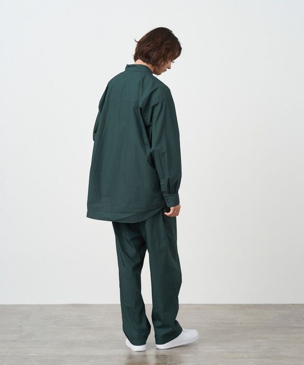ATON COTTON LAWN | ワイドイージーパンツ - UNISEX GREEN