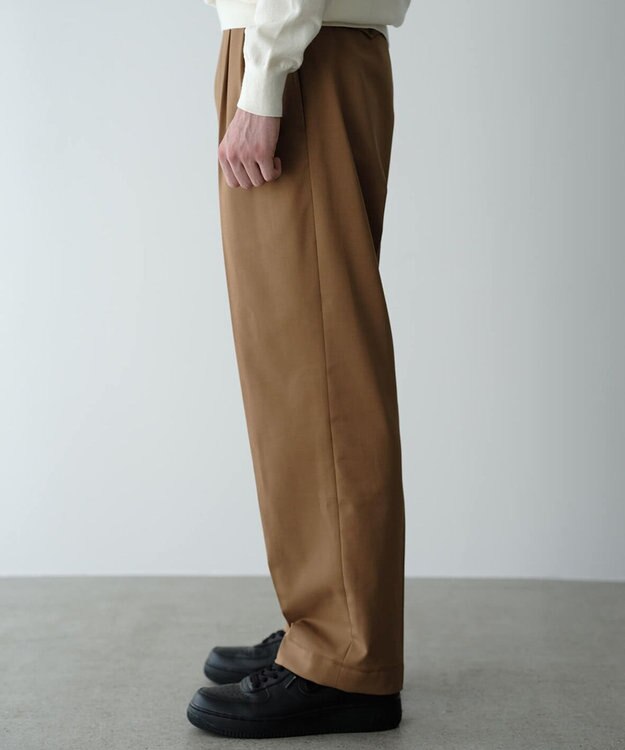 UNFILO MENS ウールライク ワイドパンツ ブラウン