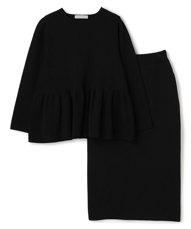 UNFILO BEAUTY FORM KNIT ペプラムセットアップ ブラック