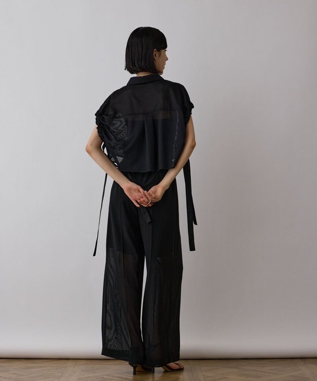 GRACE CONTINENTAL メッシュポンチョシャツ ブラック