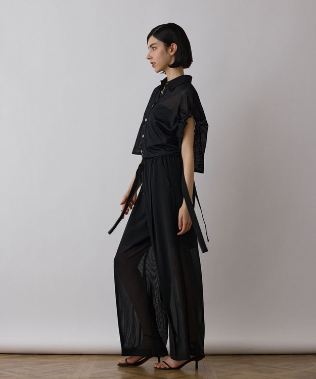 GRACE CONTINENTAL メッシュポンチョシャツ ブラック