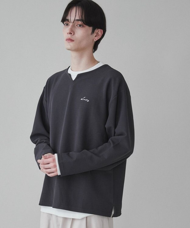 WEGO 【2点SET】アンサンブルキーネックプルオーバー ダークグレー