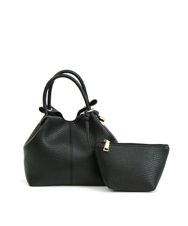 UNBILLION カシュカシュ cachecache / ポーチ付きノットハンドル2wayシボトート ブラック