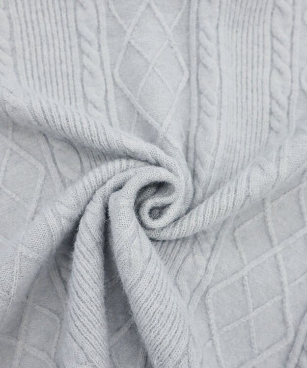 Tiaclasse 【洗える】アラン柄ニットパーカーチュニック グレー