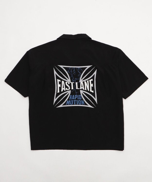 WEGO 【ユニセックス着用ITEM/MLサイズ展開】オープンカラーグラフィックシャツ（SS） ブラック