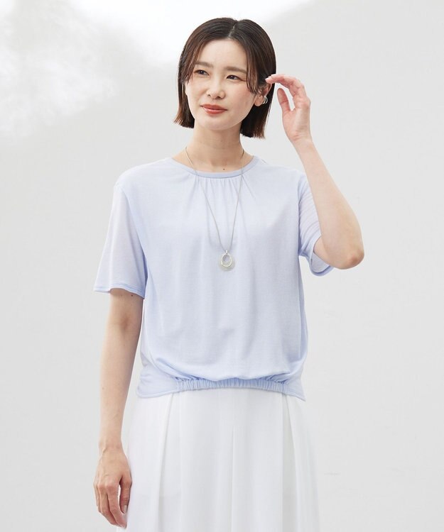 J.PRESS LADIES S 【洗える】ミラノ風天竺シアー カットソー ライトサックス系