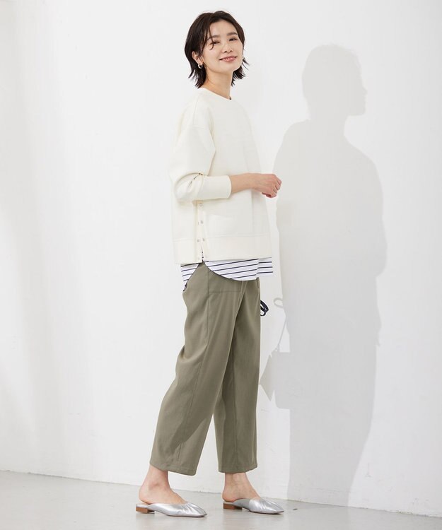 J.PRESS LADIES 【WEB限定】 ダンボールニットジャージー カットソー ホワイト系