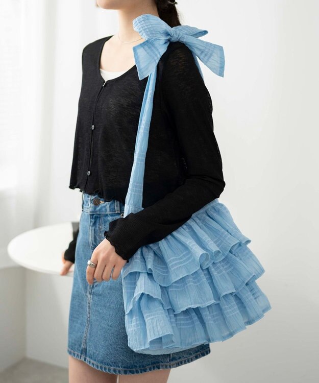 WEGO フリルショルダー サックス