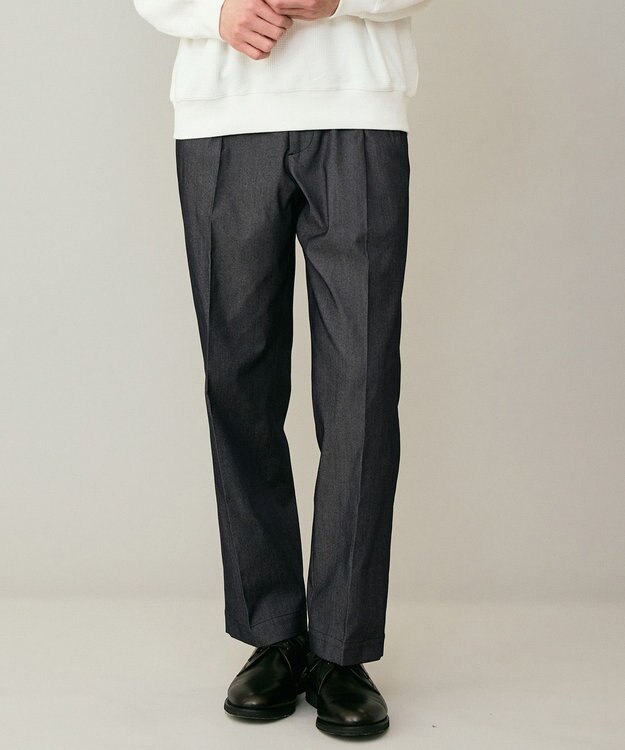 UNFILO MENS 【ストレッチ】イージーケアクリアデニム 機能美パンツ ワイド インディゴ