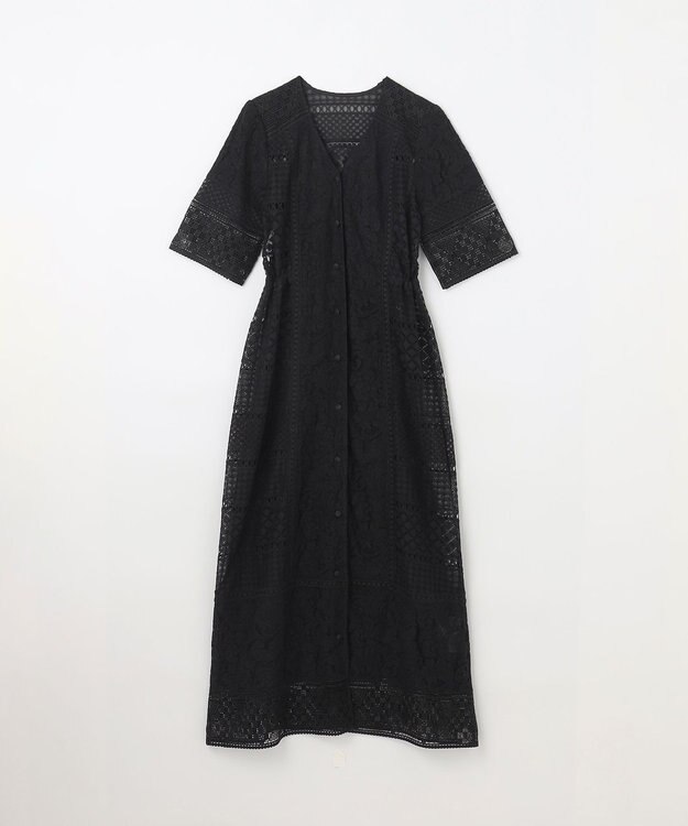 GRACE CONTINENTAL コンビレースVネックワンピース ブラック