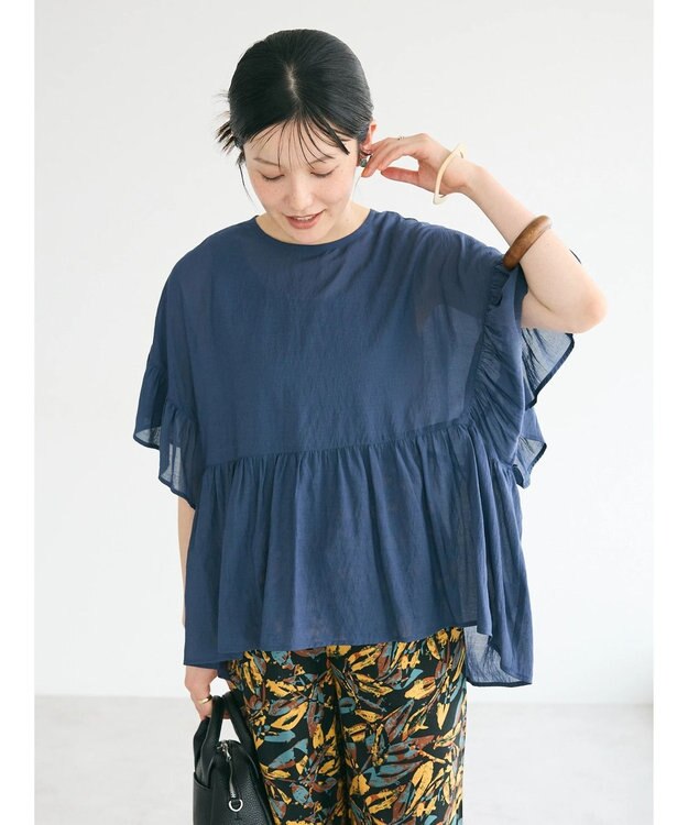 CRAFT STANDARD BOUTIQUE ウ゛ィンテージボイルティアード切替ブラウス Deep Blue