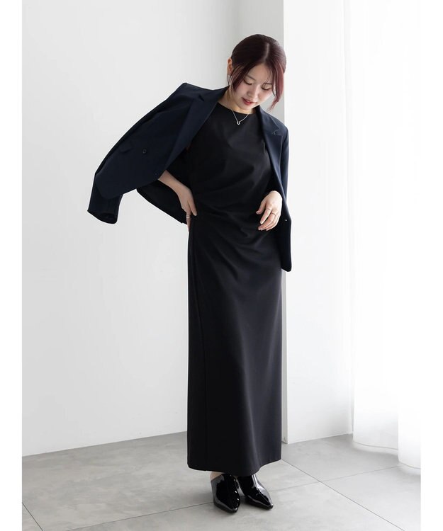 Te chichi ドレープ I ラインワンピース【AOYAMA FASHION ASSOCIATION × Te chichi】 ブラック