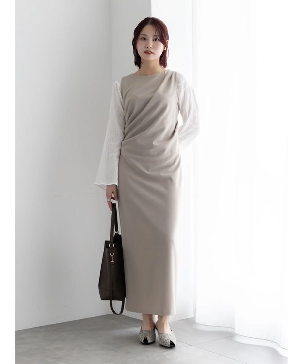 Te chichi ドレープ I ラインワンピース【AOYAMA FASHION ASSOCIATION × Te chichi】 グレー