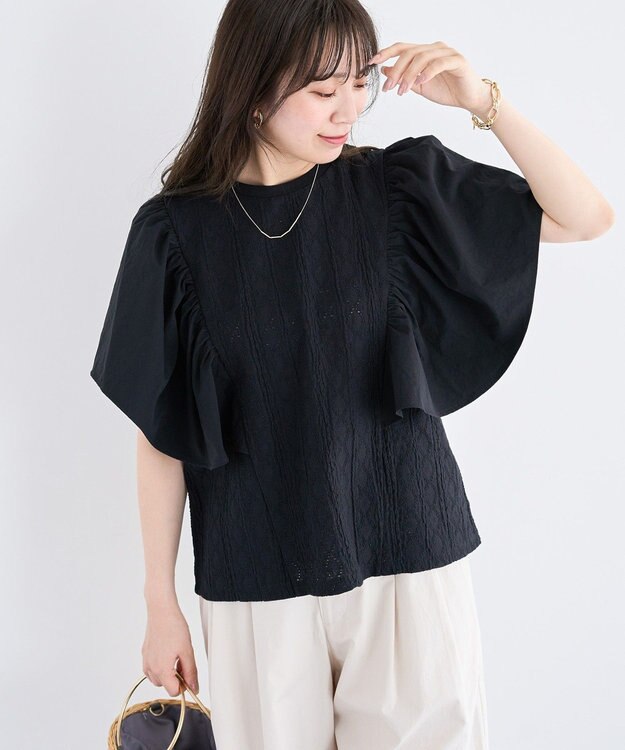 Green Parks ・ＳＵＧＡＲ　ＳＰＯＯＮ　ラッフルスリーブＴＥＥ Black