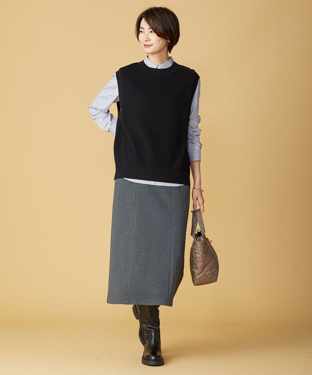 J.PRESS LADIES 【洗える】デュアルウォームポンチ スカート グレー系