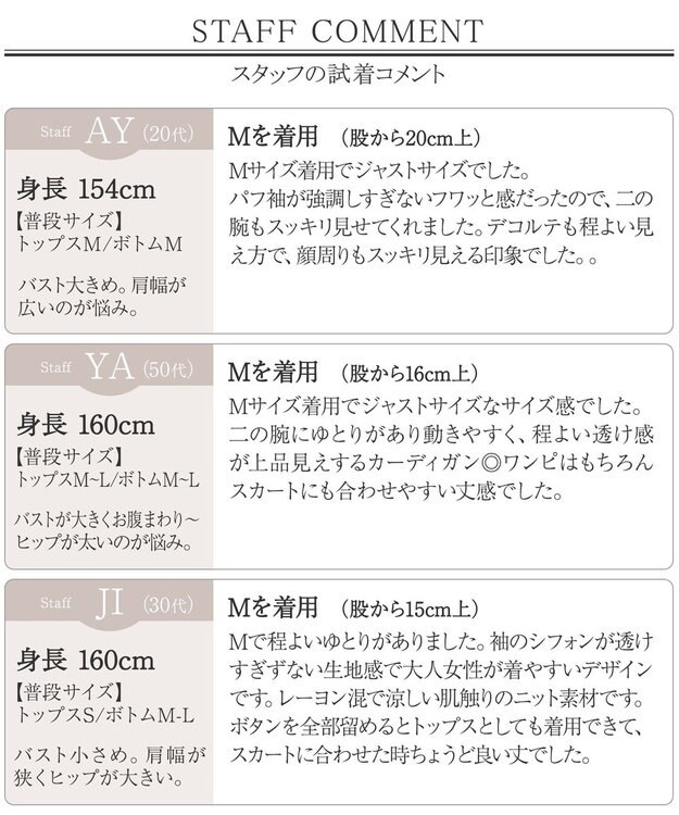 Tiaclasse 【洗える】パフスリーブコンビカーディガン サックス