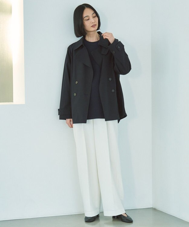 UNFILO ショート トレンチコート ネイビー