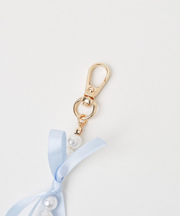 WEGO リボンパールハンドストラップ ブルー