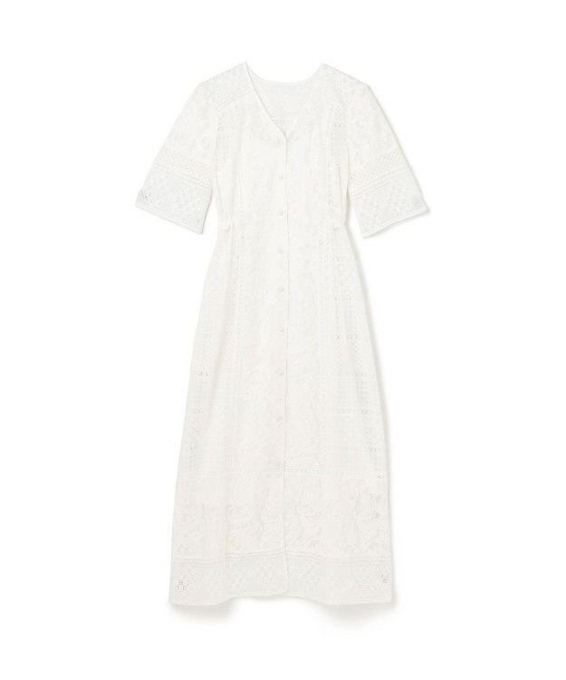 GRACE CONTINENTAL コンビレースVネックワンピース ホワイト