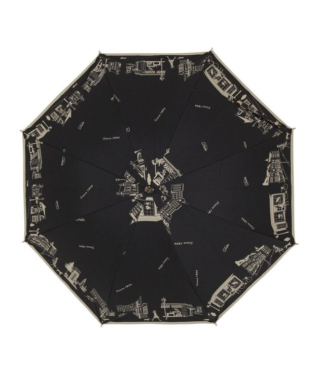 MOONBAT DAKS(ダックス) 晴雨兼用日傘 長傘 街並み フワクール生地使用 ブラック