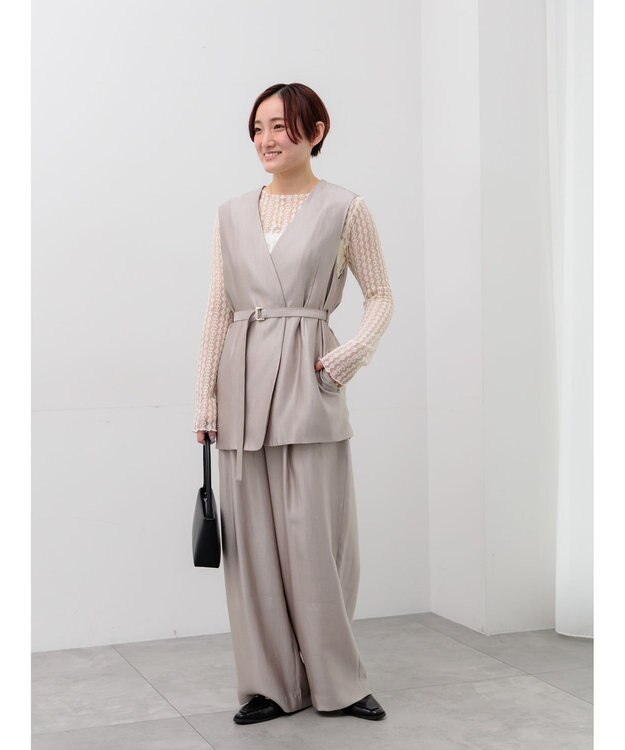 Te chichi シャイニーワイドパンツ(セットアップ可) モカ