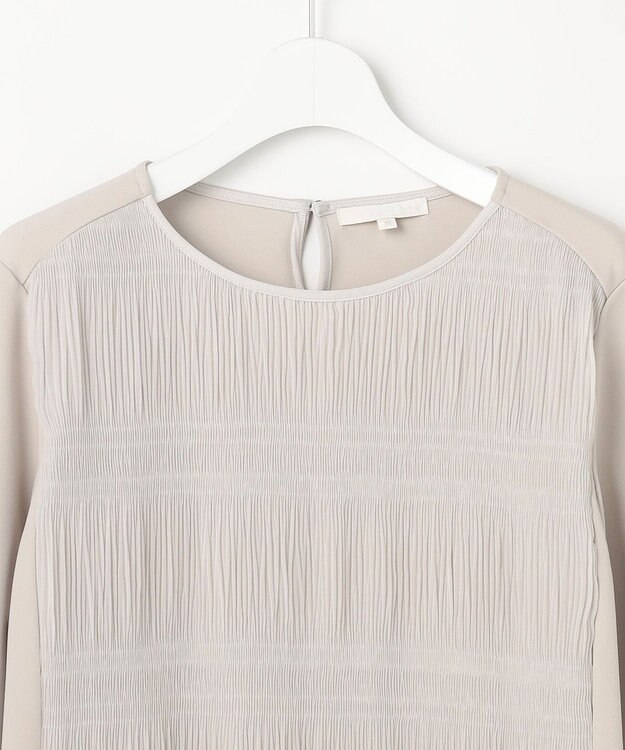 自由区 S プリーツコンビジャージ ブラウス グレージュ