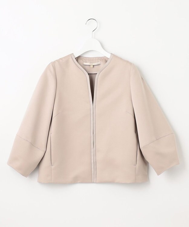 自由区 【ご好評につき追加生産・洗える】グログランノーカラー ジャケット ベージュ系