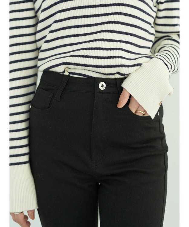 earth music&ecology 裏起毛スキニーパンツ Black