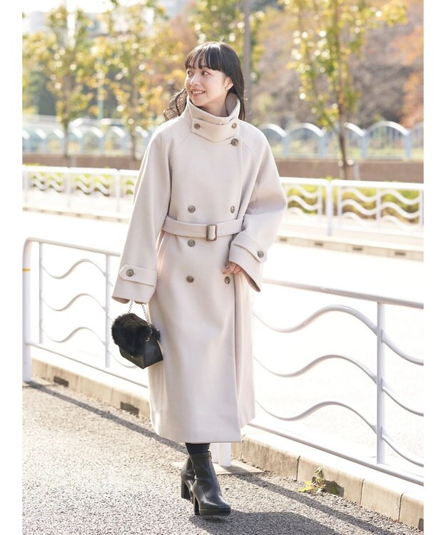 earth music&ecology ２ｗａｙカラーロングコート Beige