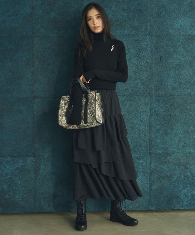 23区 【洗える】ウーステッドウール タートルネック ニット ブラック系