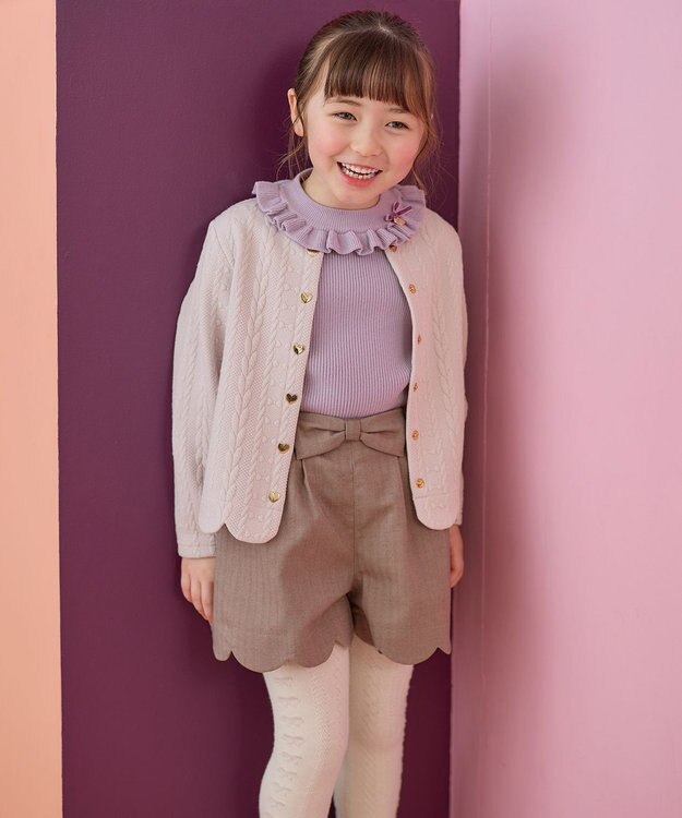 ANY KIDS ふくれ ジャガード カーディガン ミルクティー