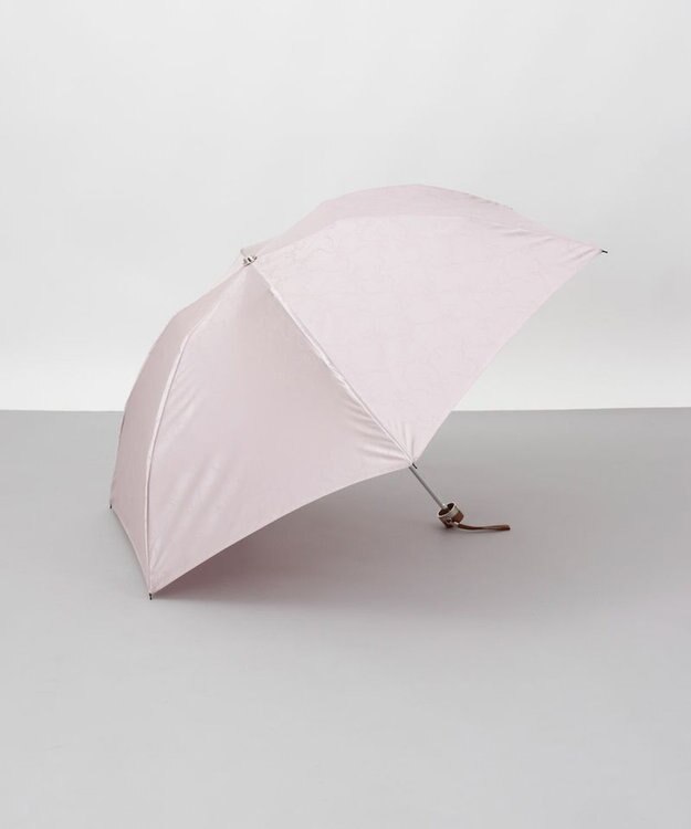 AURORA 【 NINA RICCI（ニナリッチ）】リボン柄無地ジャガード雨傘（折りたたみ傘） グレイッシュピンク
