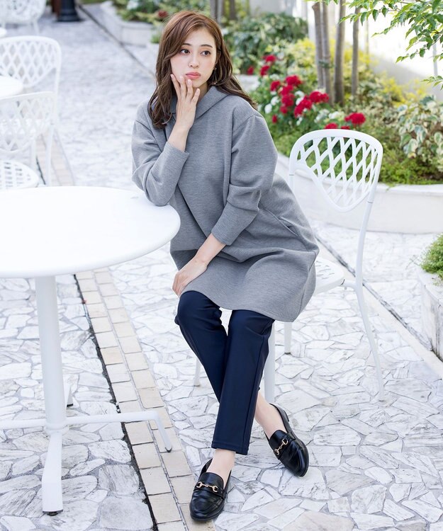 Tiaclasse 【洗える】ソフトボンディングパーカーチュニック グレー