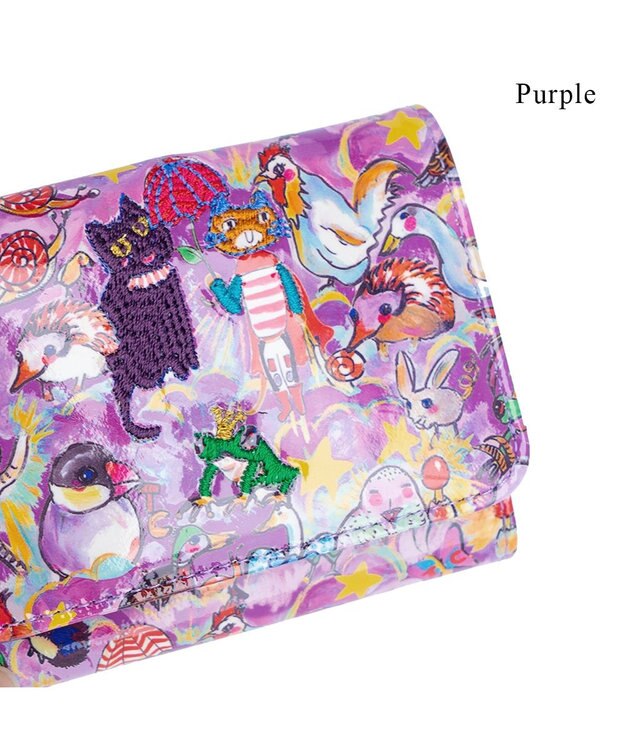 tsumori chisato CARRY 森のどうぶつたち ミニ財布 折り財布 パープル
