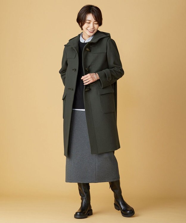 J.PRESS LADIES 【洗える】デュアルウォームポンチ スカート グレー系