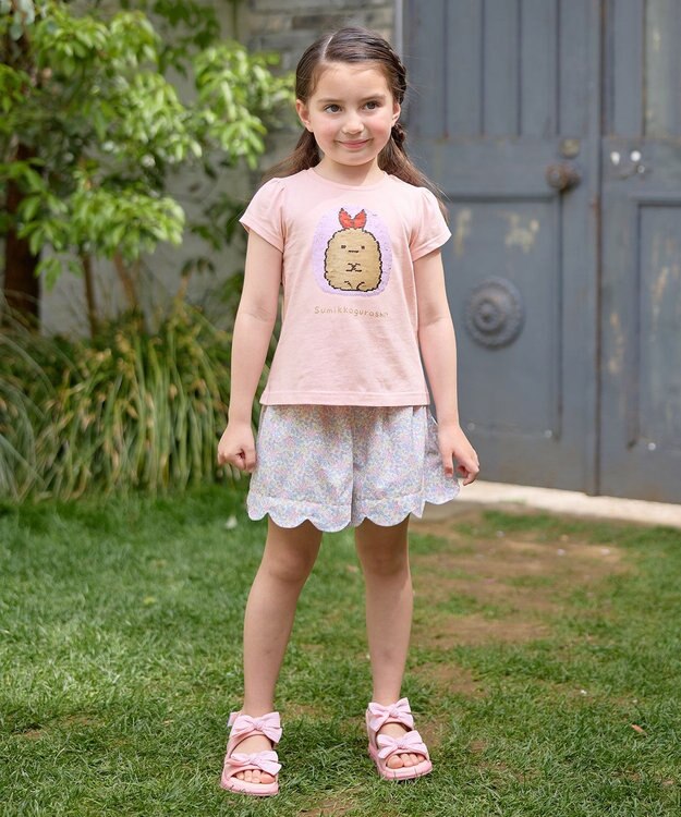 ANY KIDS 【WEB限定/すみっコぐらし】ミラクルスパンコールTシャツ ピンク(とんかつ・えびふらいのしっぽ)