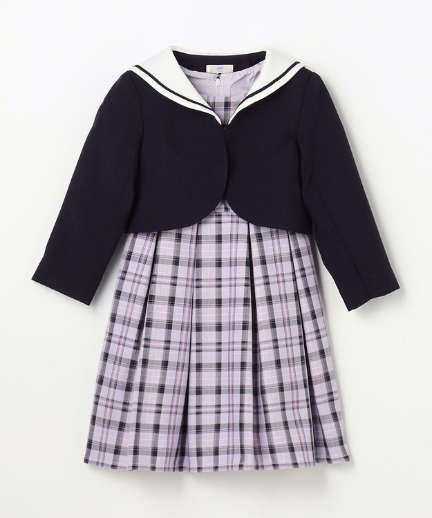 ANY KIDS 【2点セット】セーラージャケット+チェックワンピース ネイビー