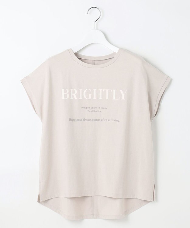 Feroux フレンチスリーブロゴプリント Tシャツ ベージュ系