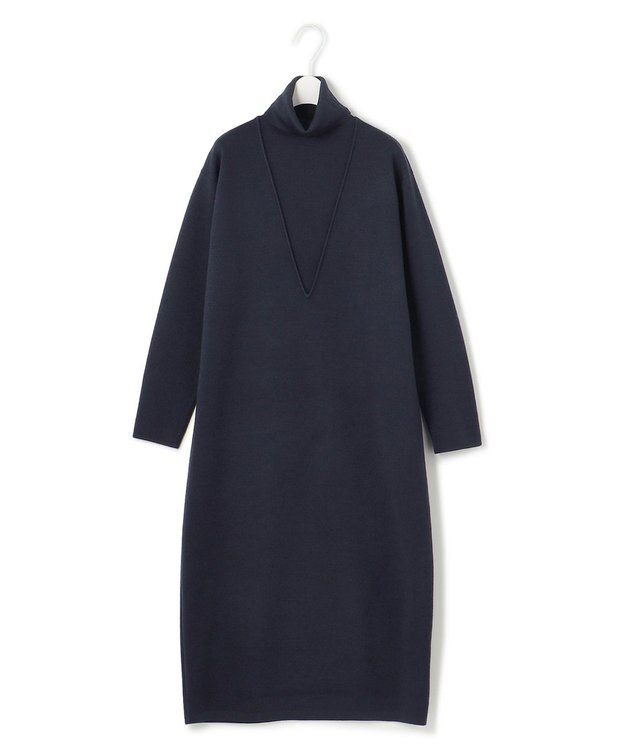 ICB 【WEB限定カラーあり】ウールブレンドスムース レイヤードデザインワンピース ネイビー系
