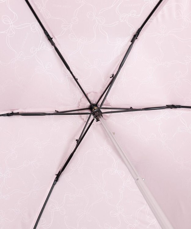 AURORA 【 NINA RICCI（ニナリッチ）】リボン柄無地ジャガード雨傘（折りたたみ傘） グレイッシュピンク