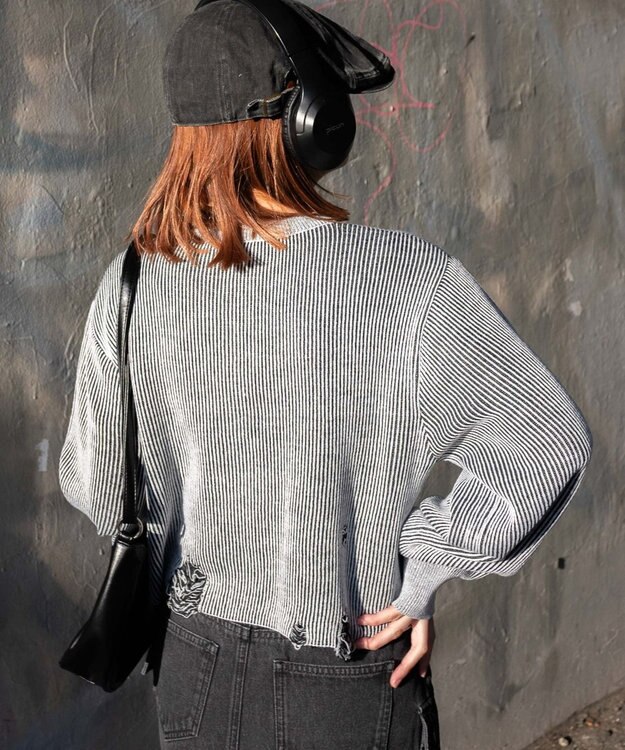 WEGO ダメージショートニットPO ホワイト