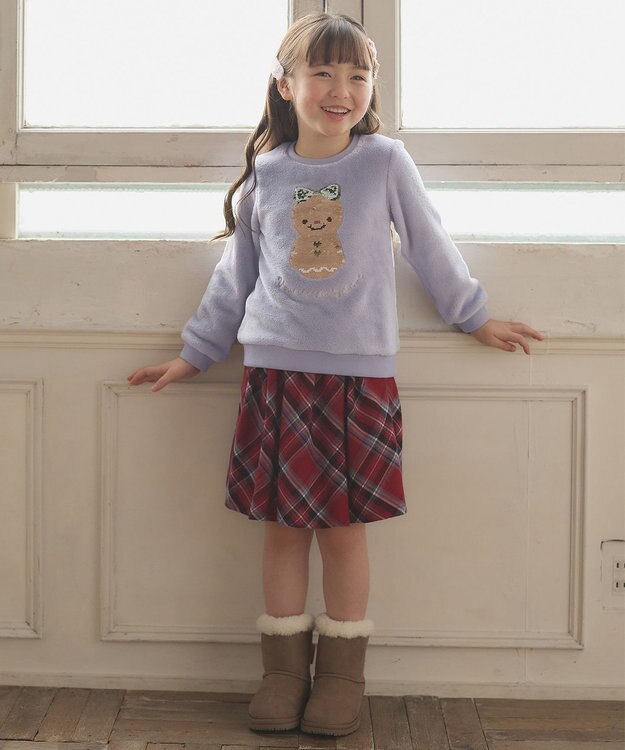 ANY KIDS チェック柄 スカパン レッド系