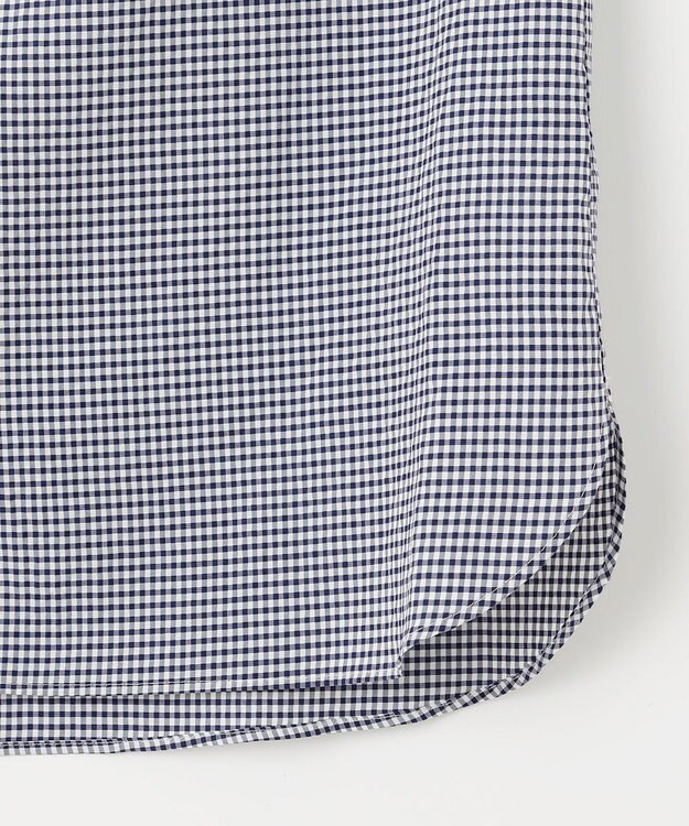 J.PRESS LADIES S 【洗える】アセVis ギンガム フリル襟 ブラウス ネイビー系3