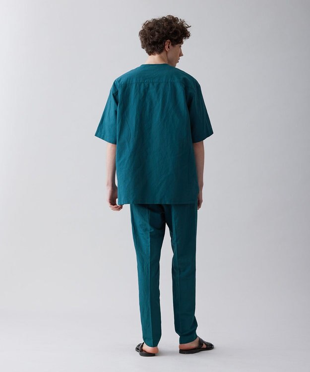 UNFILO MENS ライトリネン ヘンリーネックシャツ [23年春夏商品] ダークグリーン