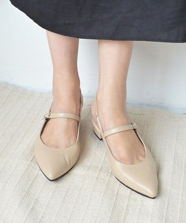 Pointer 日本製 本革ベルト付きミュール ベージュ