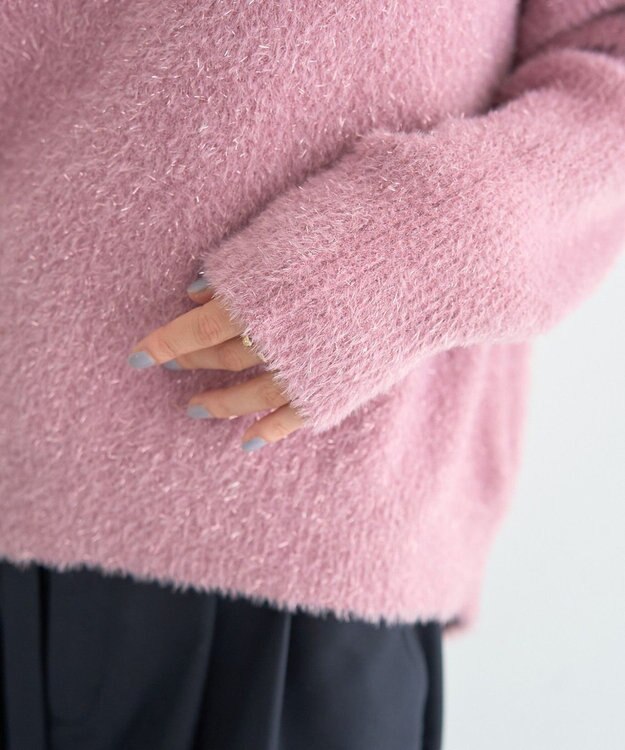 YECCA VECCA ラメシャギードルマンニット Pink