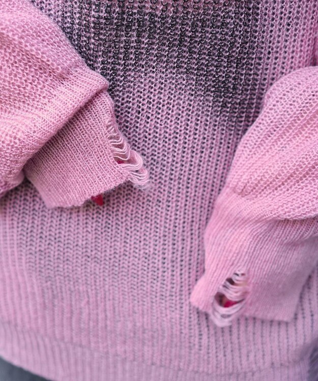 WEGO モヘアタッチスターBIGニット ピンク