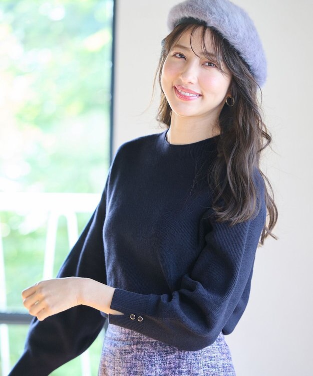 ANY SIS 【洗える】彩色兼美 ニット ネイビー