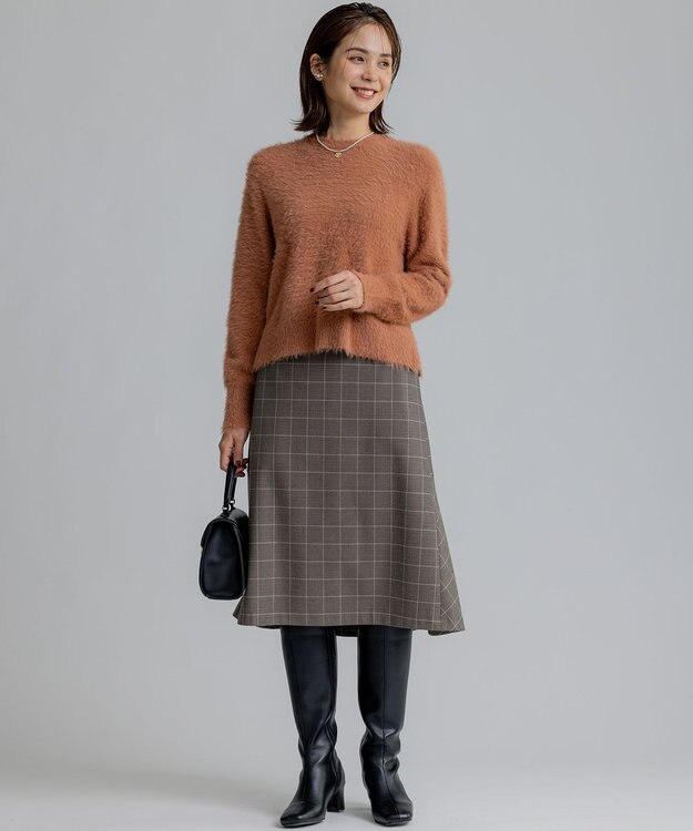 組曲 2WAYウォームストレッチ チェックスカート ベージュ系3
