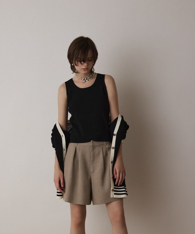 GRACE CONTINENTAL Uネックリブニットトップ ブラック